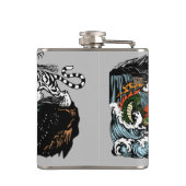 Grüner Drache gegen Weißer Tiger Flachmann (Rückseite)