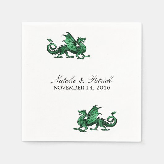 Grüner Drache Hochzeitspapier Napkins Serviette (Vorderseite)