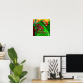 Grüner Drache in Flammen Fantasy-Kunst Poster (Heimbüro)