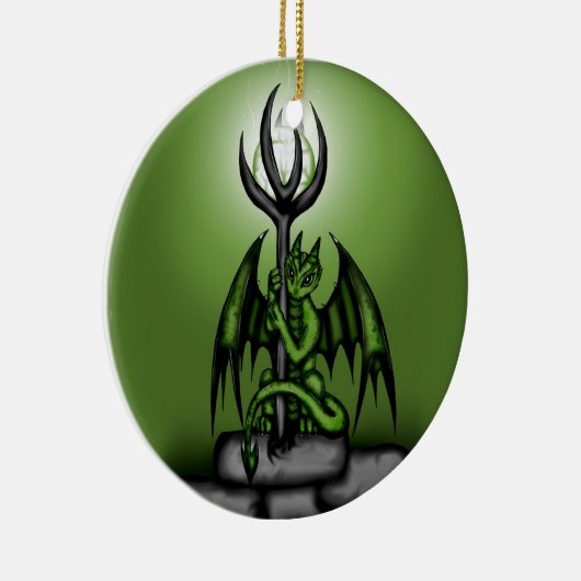 grüner Drache Keramik Ornament (Rechts)