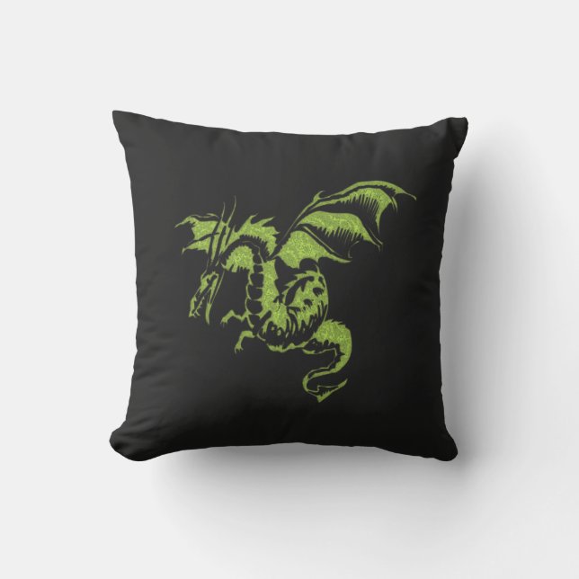 Grüner Drache Kissen (Vorderseite)