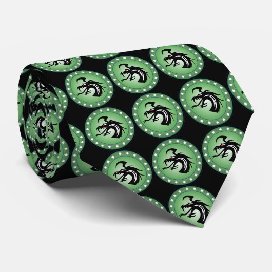 Grüner Drache-Krawatte Krawatte (Gerollt)
