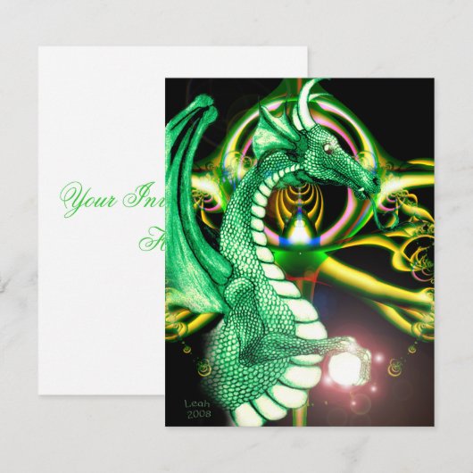 Grüner Drache ~*Lore*~ Einladung (Vorne/Hinten)