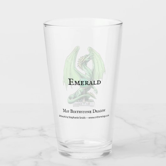 Grüner Drache: Mays Geburtsteinfelsen-Smaragd Glas (Rückseite)