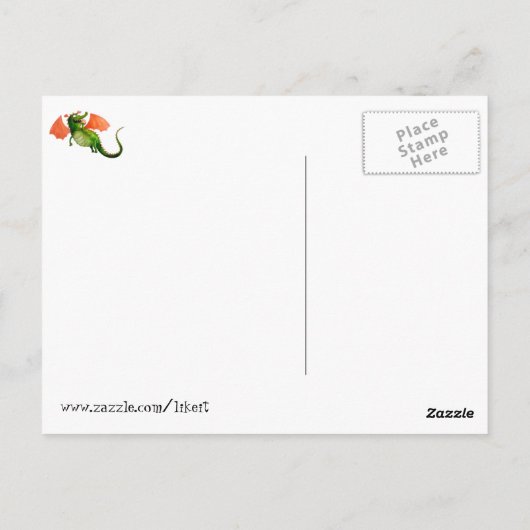 Grüner Drache mit Donut Postkarte (Rückseite)