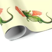 Grüner Drache mit Krapfen Geschenkpapier (Rolleneckpunkt)