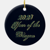 Grüner Drache mit Schild Keramik Ornament (Hinten)