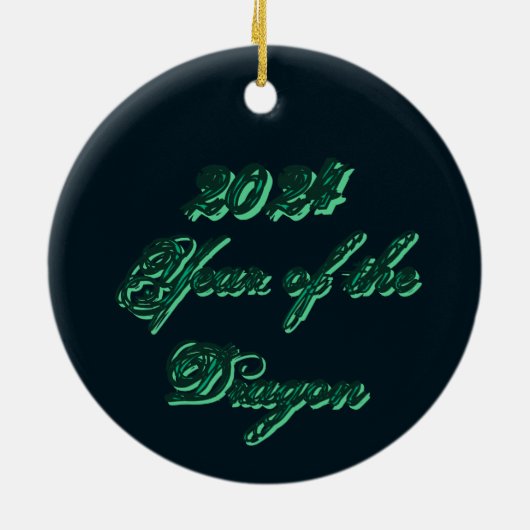 Grüner Drache mit Schwert Keramik Ornament (Hinten)