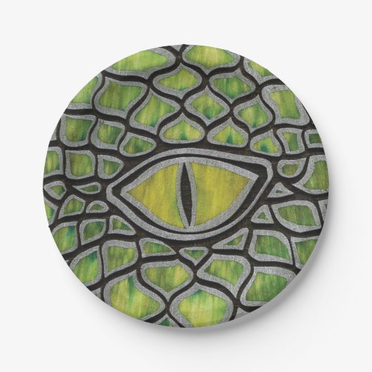 Grüner Drache Pappteller (Vorderseite)