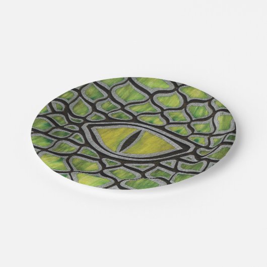 Grüner Drache Pappteller (Schrägansicht)