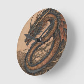Grüner Drache Runde Wanduhr (Winkel)