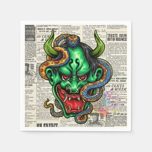Grüner Drache Serviette (Vorderseite)
