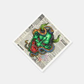 Grüner Drache Serviette (Ecke)