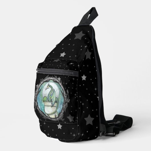 Grüner Drache über den Hintergrund Crossbody Bag (Rechte Ecke)