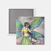Grüner Drache und Fantasy-Kunst der Feen Magnet (Vorderseite/Rückseite)