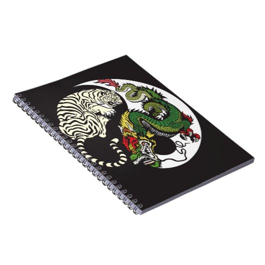 grüner Drache und weißes Tiger yin Yang-Symbol Notizblock (Rechte Seite)