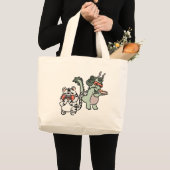 Grüner Drache weißer Tiger Jumbo Stoffbeutel (Vorderseite (Produkt))