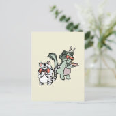 Grüner Drache weißer Tiger Postkarte (Stehend Vorderseite)