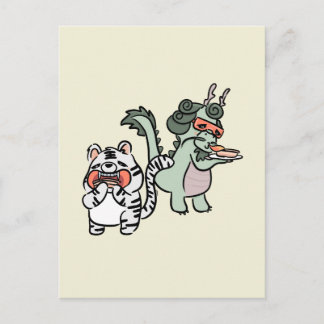 Grüner Drache weißer Tiger Postkarte