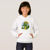 Grüner Drachen Cartoon Hoodie (Vorne ganz)