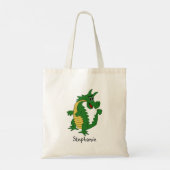 Grüner Drachen-Design Tragetasche (Rückseite)