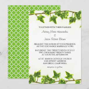 Grüner Efeu - Hochzeitseinladung Einladung