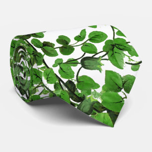 Grüner Efeu mit Blumen Krawatte