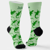 Grüner Eidechsen-Design Personalisiert Socken (Gewinkelt)