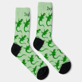 Grüner Eidechsen-Design Personalisiert Socken (Rechts)