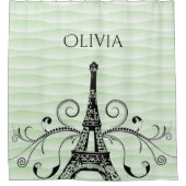 Grüner Eiffelturm Blühend Duschvorhang (Vorderseite)