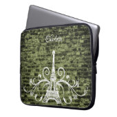 Grüner Eiffelturm Grunge Laptop-Sieb Laptopschutzhülle (Vorderseite Links)