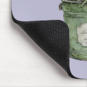 Grüner Eimer Lavendelblüten Mousepad (Ecke)