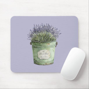 Grüner Eimer Lavendelblüten Mousepad