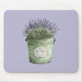 Grüner Eimer Lavendelblüten Mousepad (Vorne)