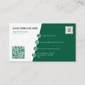 Grüner einfacher formaler QR-Code Beruflich modern Visitenkarte (Vorderseite)