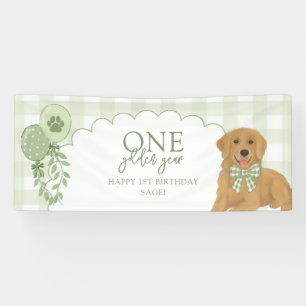 Grüner Eins Goldenes Jahr Retriever Welpe 1. Gebur Banner
