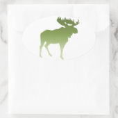 Grüner Elch Ovaler Aufkleber (Tasche)