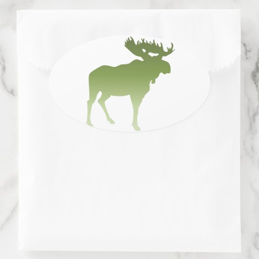 Grüner Elch Ovaler Aufkleber (Tasche)