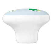 Grüner Elefant auf hellblauer Unterlage Keramikknauf (Seitenansicht)