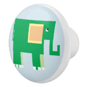 Grüner Elefant auf hellblauer Unterlage Keramikknauf (Rechts)