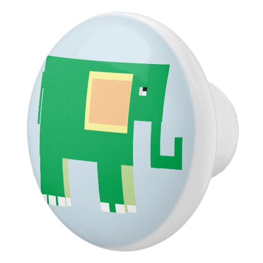 Grüner Elefant auf hellblauer Unterlage Keramikknauf (Rechts)