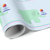 Grüner Elefant Balanceakt Geschenkpapier (Rolleneckpunkt)