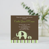 Grüner Elefant (Junge oder Mädchen-Neutral) 5x5 Ei Einladung (Stehend Vorderseite)