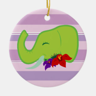 Grüner Elefant Keramik Ornament