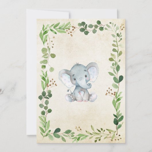 Grüner Elefant Kinderdusche Einladung (Rückseite)