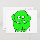 Grüner Elefant Postkarte (Vorne/Hinten)