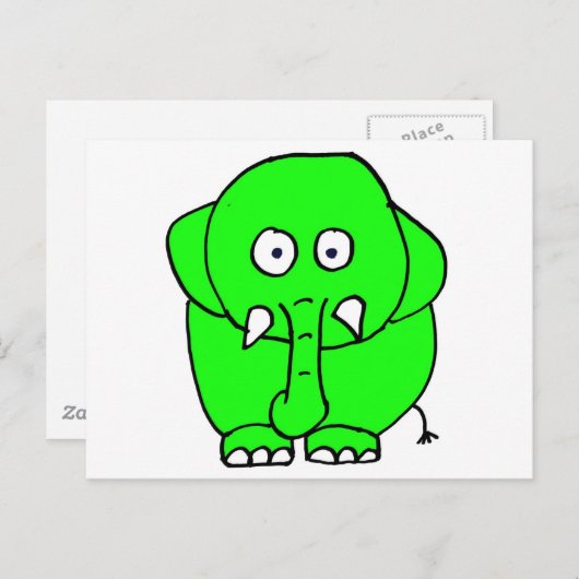 Grüner Elefant Postkarte (Vorne/Hinten)