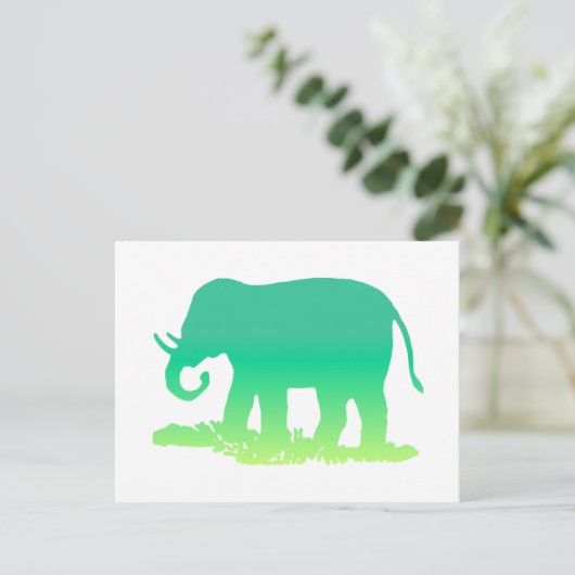 Grüner Elefant Postkarte (Stehend Vorderseite)