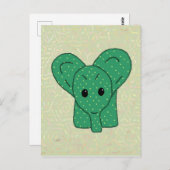 Grüner Elefant Postkarte (Vorne/Hinten)