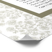 Grüner eleganter Blumen-Toile-Sitzplan-Poster Poster (Ecke)